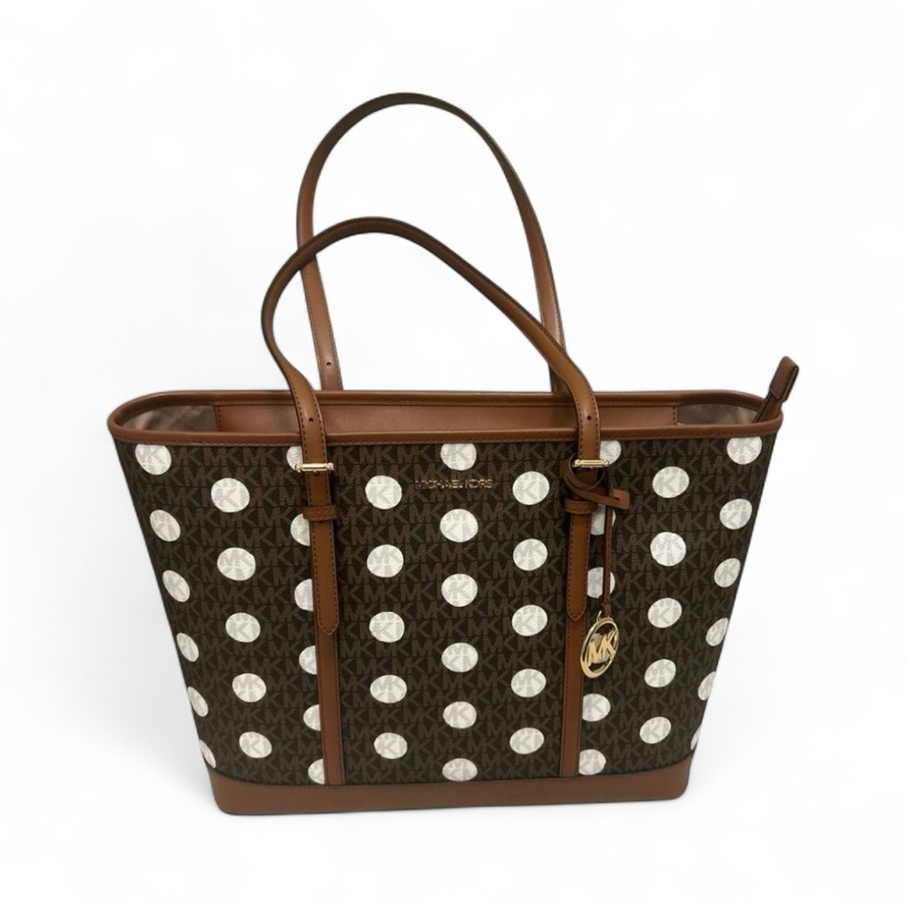 Michael kors Brown and White Polka Dot Women HandBag&suitcase NWT Authentic - Picture 9 of 13